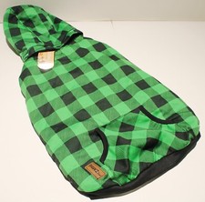 Pawz Road Dog Jacket Coat Clothes LARGE Plaid Plush Removable Hood 16" Length