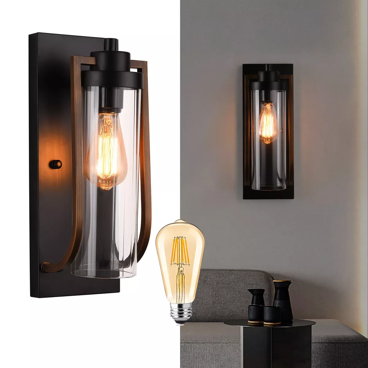 Industrial Metal Wall Mount Light Farmhouse Indoor Sconce Lamp Lighting Fixture