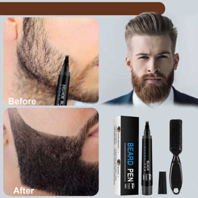 2Pc Waterproof Beard Pencil Filler Hair Grower Long Last Moustache Eyebrow Brush