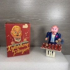 Mint 1940's OCCUPIED JAPAN "Xylophone Player" Tin and Celluloid Toy w/ Box