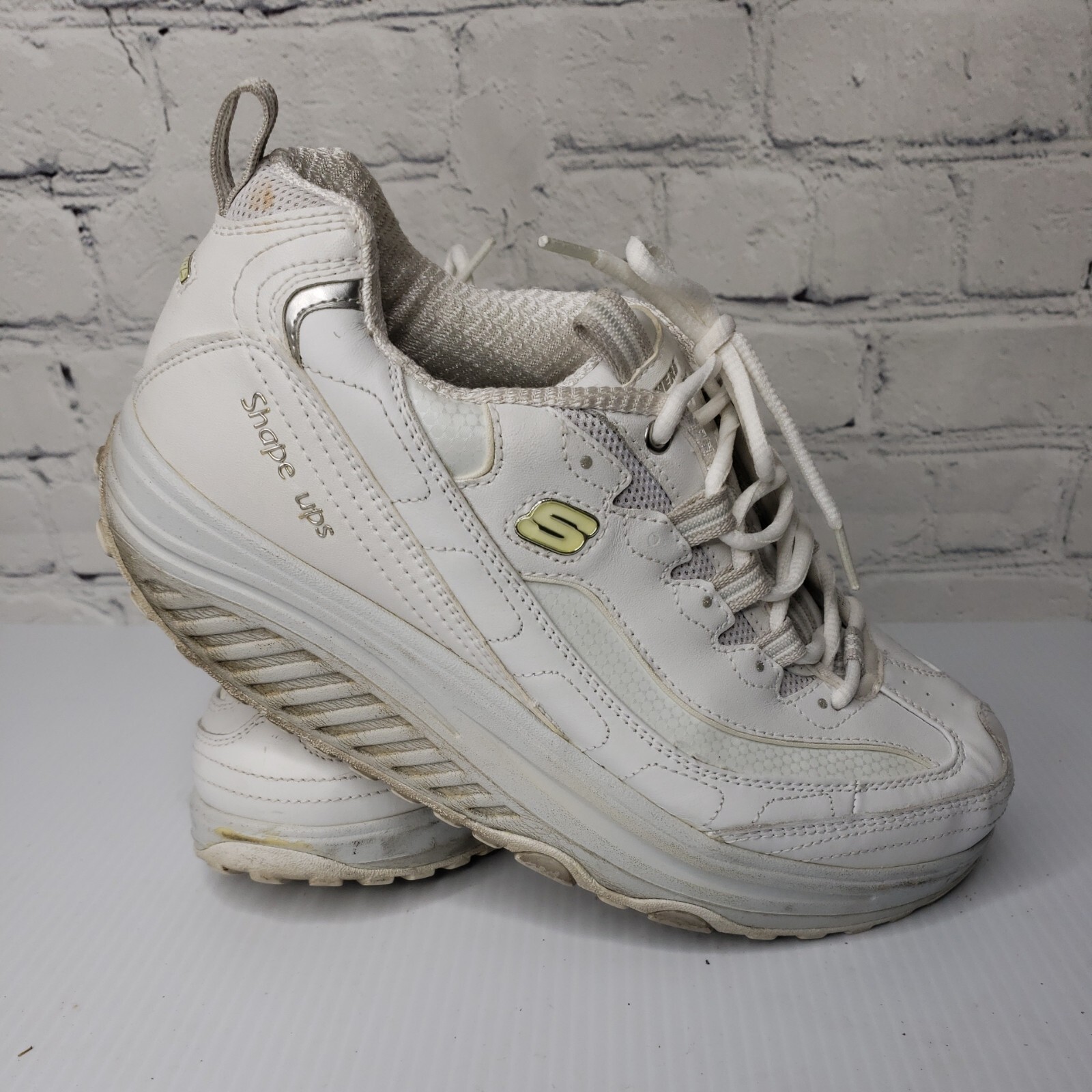 Skechers Shape-Ups Women's Training Shoes Size White Leather