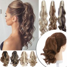 Thick Real Claw Ponytail Clip In On Pony Tail Hair Extensions Ombre As Human USA