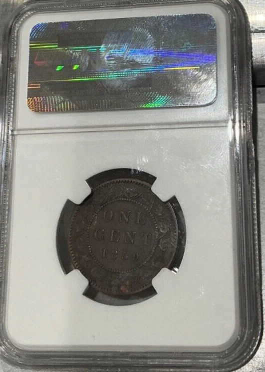 1859 CANADA 1 CENT QUEEN VICTORIA NGC XF 40 BN NARROW 9 BRONZE - Image 2 of 2