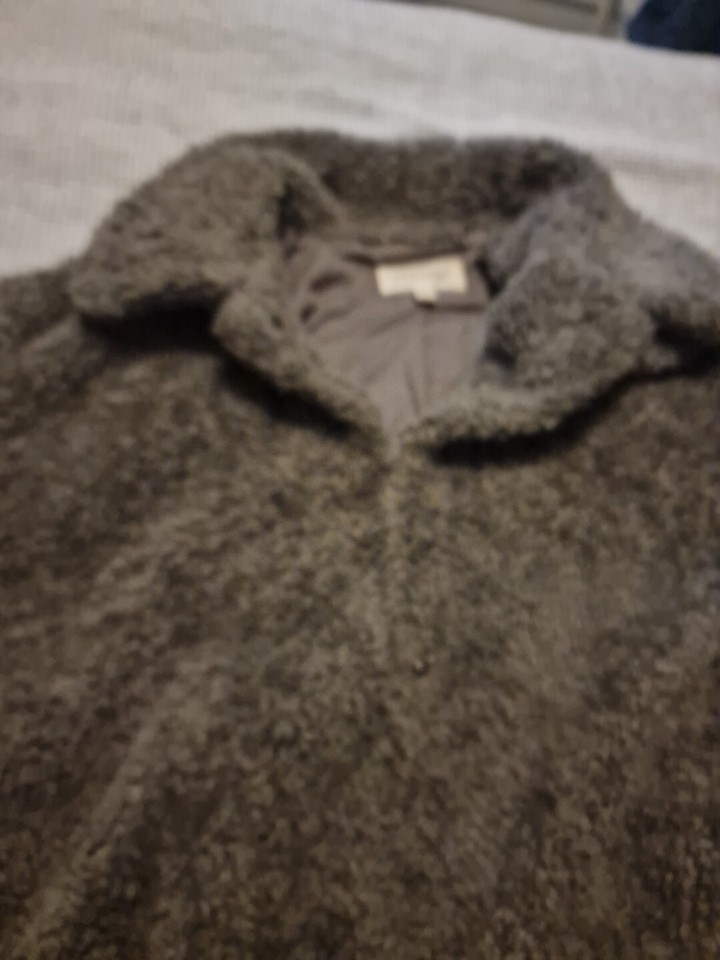 Marks And Spencers Per Una Grey Sz 18 Teddy Style Coat Jacket Boucle eBay