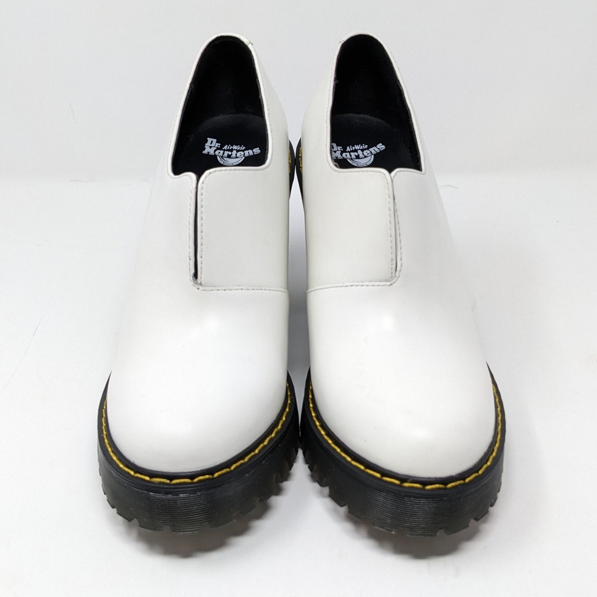 Dr. Martens Cordelia White Leather Chunky Heeled Ankle Boots Dr. Martens Cordelia White Leather Chunky Heeled Ankle Boots