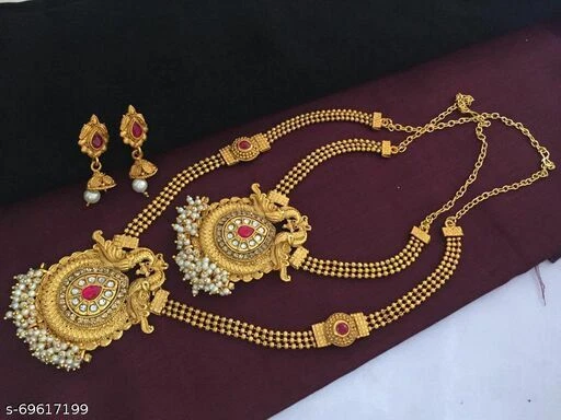 South Indian jewellery set Brass Copper Gold Plated For Festival Party Wear