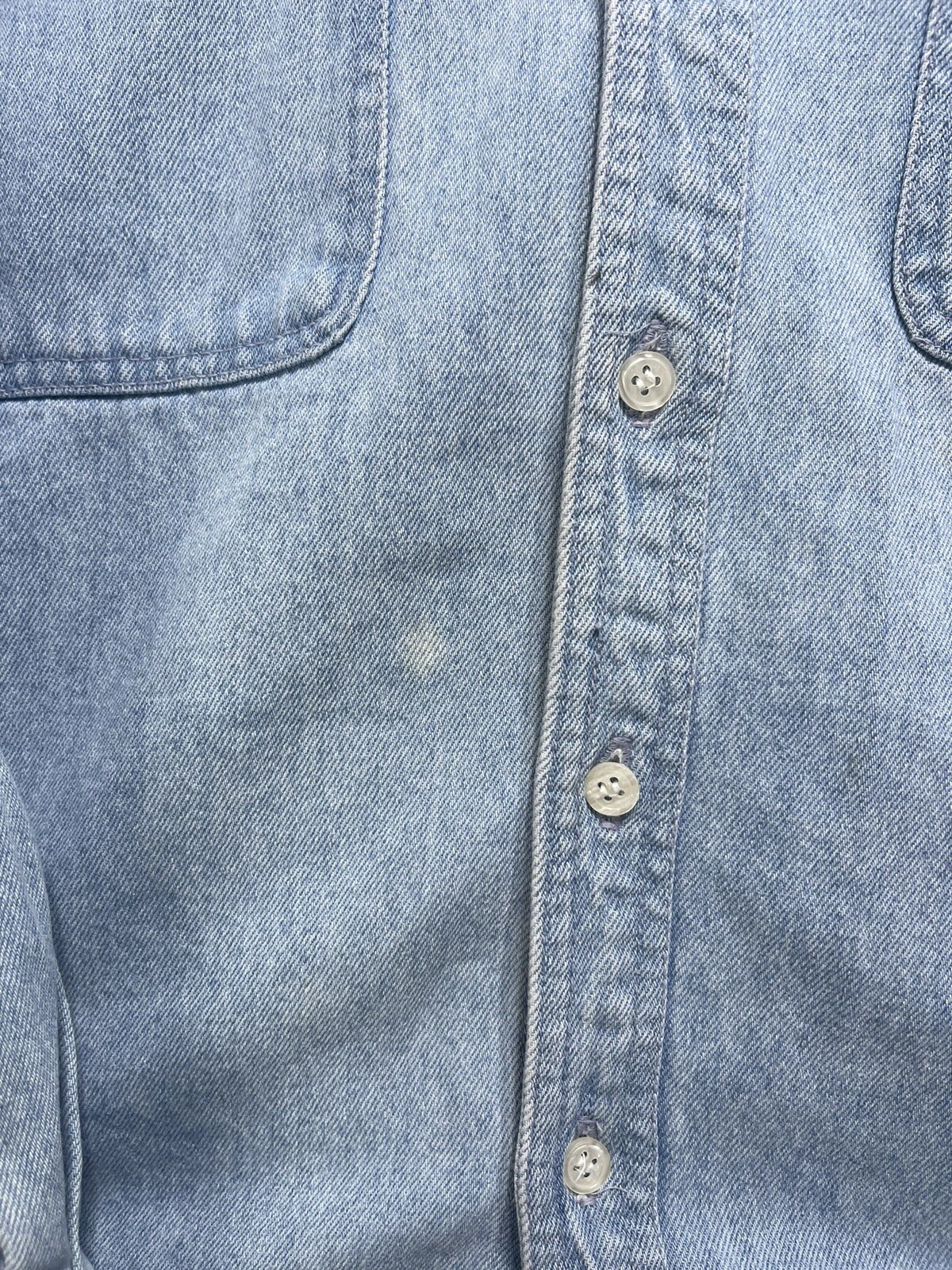 Camicia H. Valentino Uomo Large 34 35 Blu Chambray Denim Manica Lunga Resistente Lavoro