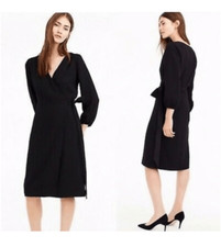 NEW J. CREW Women's Wrap Midi Crepe Dress Black Size 6
