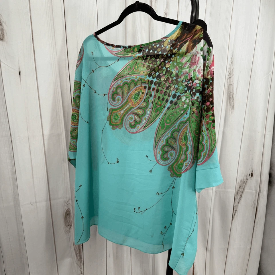 Allegra K Women’s Large Blue Patterned Floral Blouse Top Career Flowy Office - Image 4 of 4