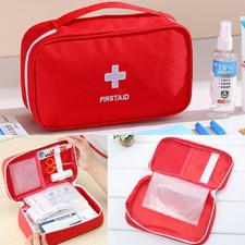 Red First Aid Kit Medicine Bag Travel Emergency Organizer Pill Package Box