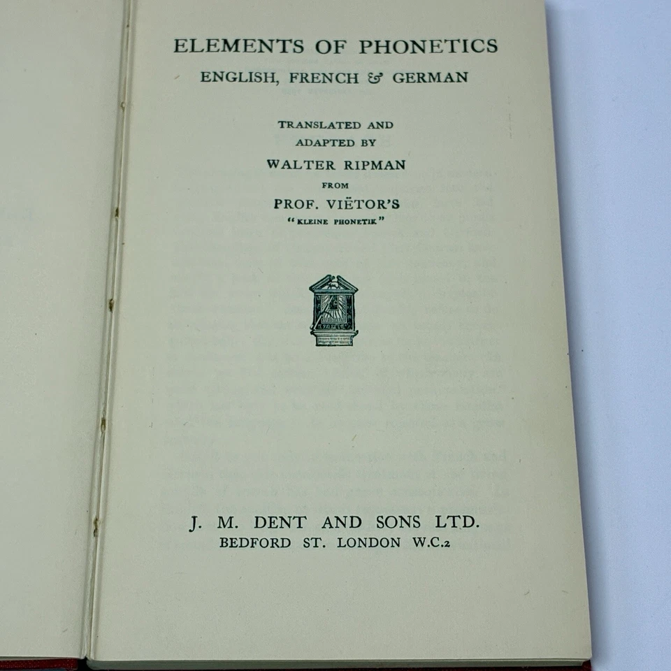 1939 Elements of Phonetics English French German From Prof. Vietor Walter Ripman - Image 3 of 4
