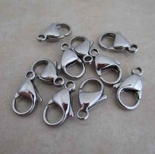 10 lobster claw clasps 15mm x 9mm stainless steel 316 grade