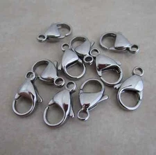 10 lobster claw clasps 15mm x 9mm stainless steel 316 grade