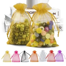 100 Pack 4x6 Inch Organza Bags Drawstring Mesh Favor Bags for Wedding Party
