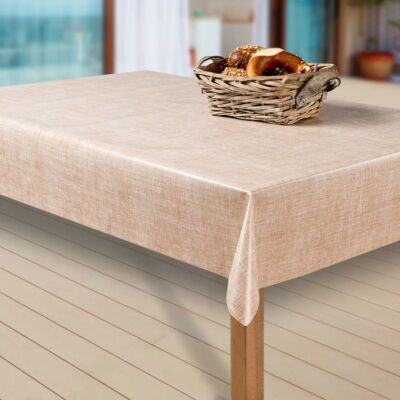Wachstuch-Tischdecken Abwaschbar Leinenoptik. beige rechteckig