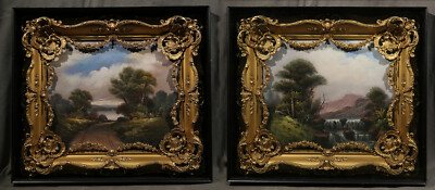 19th Century Pair of Oil Pastel Landscape by American, New Yorker Painter