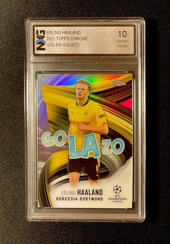 Erling Haaland  2021 Topps Chrome Golazo Refractor GOL-EH Graded NXG 10 Gem Mint
