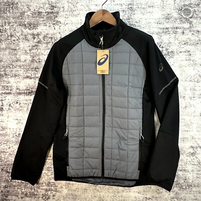 NWT Asics Hybrid Jacket - Grey & Black - Men's Small - Low Light Visibility