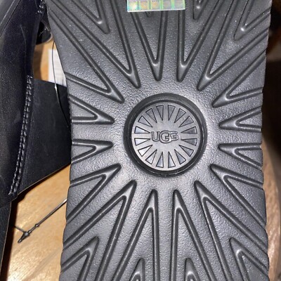 Mens UGG Wainscott Buckle Slide Sandals - Black Leather, Size 10