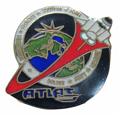 PIN Winco OFFICIAL NASA Space Shuttle STS-45 ATLANTIS vtg Cloisonne ATLAS