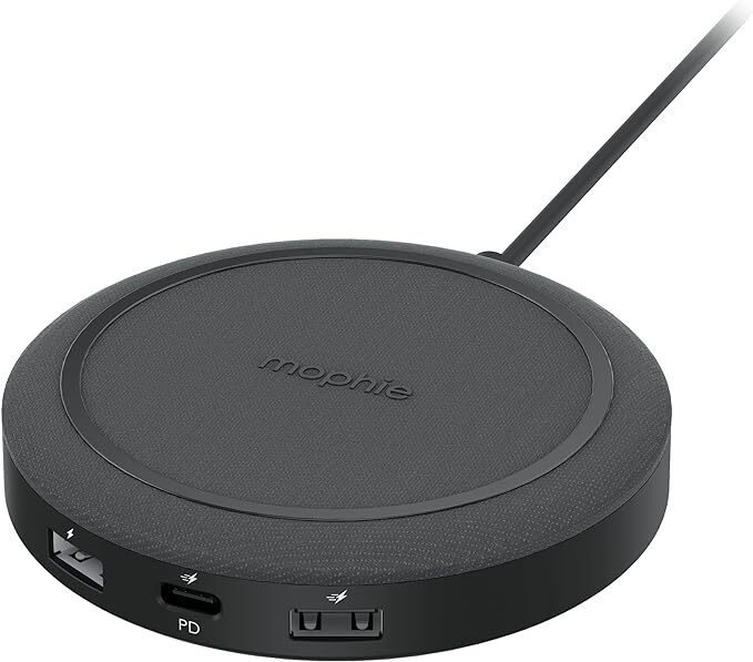 Mophie Universal Wireless Charging hub with USB-A & USB-C Ports - BLACK