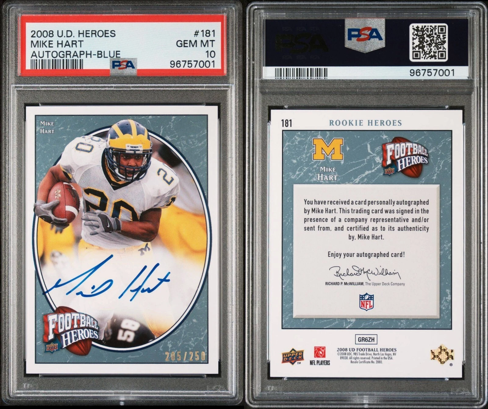 Mike Hart Upper Deck Heroes #181 Autograph-Blue