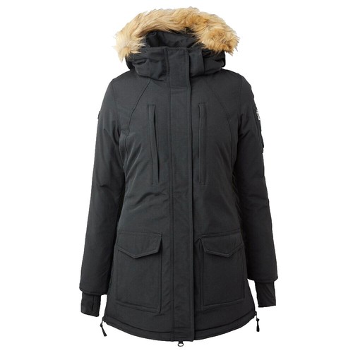 Beaver Canoe Black Hooded Winter Parka Jacket Full Zip Women's