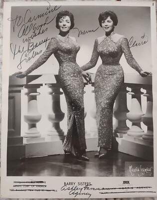 Signed Publicity Photo The Barry Sisters Merna Claire c1950s RARE 8x10