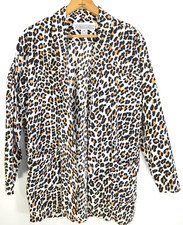 Vtg Norma Kamali Jacket Women's Med Multicolor Leopard Open Front Distressed