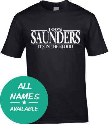 Surname Mens T-Shirt 100% All Any Gift Name Family Birthday Reunion Custom