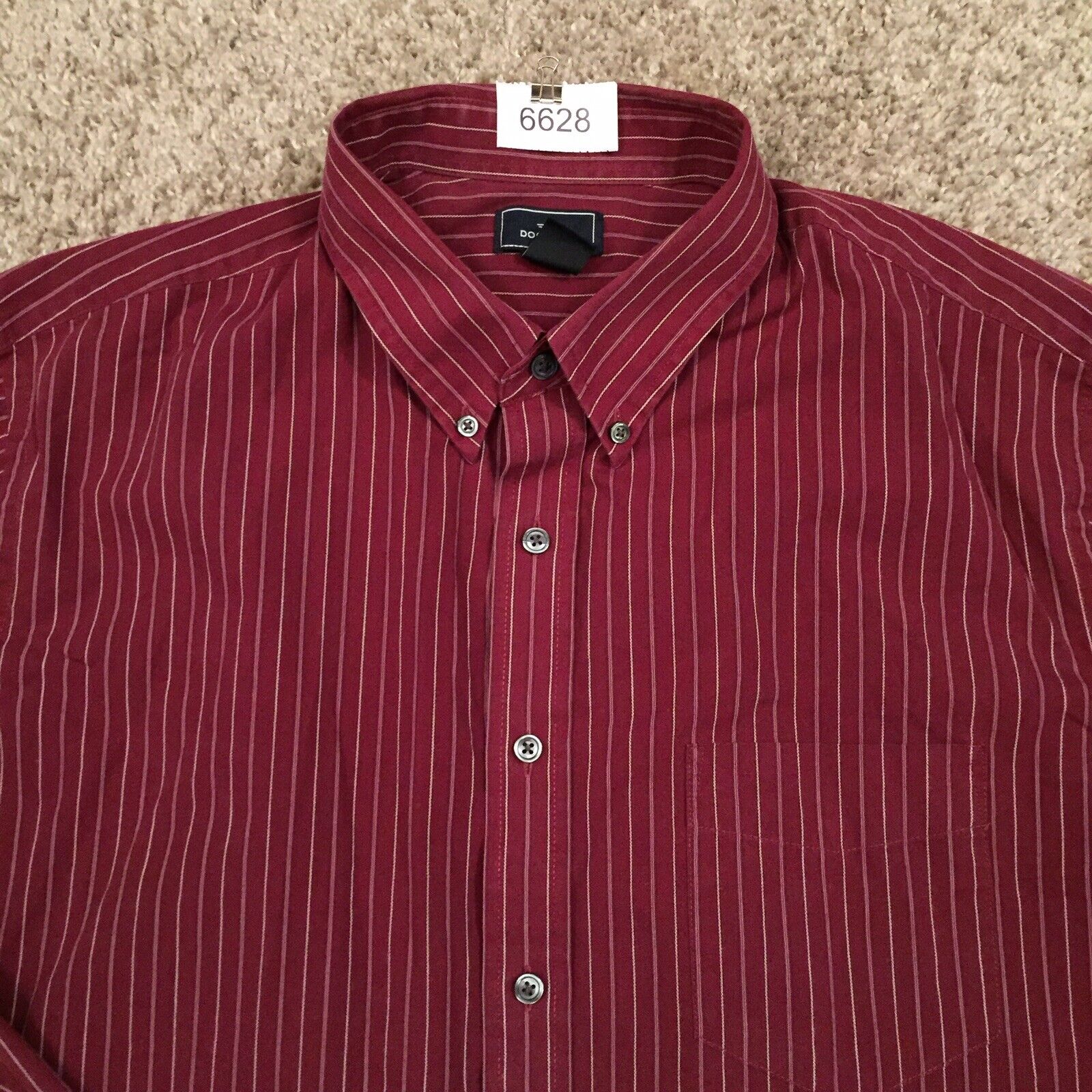 Dockers Shirt Mens XL Red Striped Long Sleeve But… - image 3