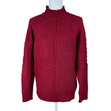 American Eagle Soft  Cozy Mixed Stitch Sweater Size XS Red Mock Neck Chunky