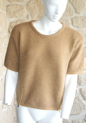 Pull En Angora Marron Et Doré Orfeo - Taille M - Neuf Avec étiquettes