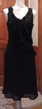 Robbie Bee Size 10 Fancy Black Cocktail Dress 100 Poly Sleeveless 3 Rows Ruffle