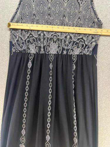 Abito donna En Focus taglia 14W blu floreale/geometrico scollo a V spalline larghe lungo maxi - Foto 8 di 8