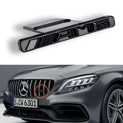 Mercedes AMG Emblem Abzeichen aufkleber Schwarz für Panamericana Kühlergrill - Bild 1 von 4