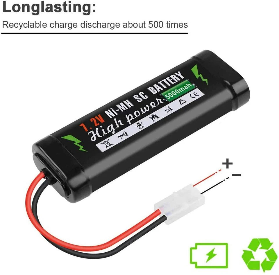 7,2v 5000mah Sc Ni-mh Akku Batterie Mit Tamiy-2p Stecker Für Rc Auto Boot Drohne - Bild 4 von 4