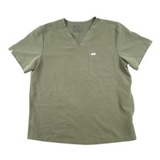FIGS Mens Chisec Scrub Top XL Olive Green V-Neck Technical Collection Pockets
