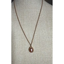 Vintage Gold Tone Red Cameo Pendant Necklace Victorian Style Dainty Jewelry