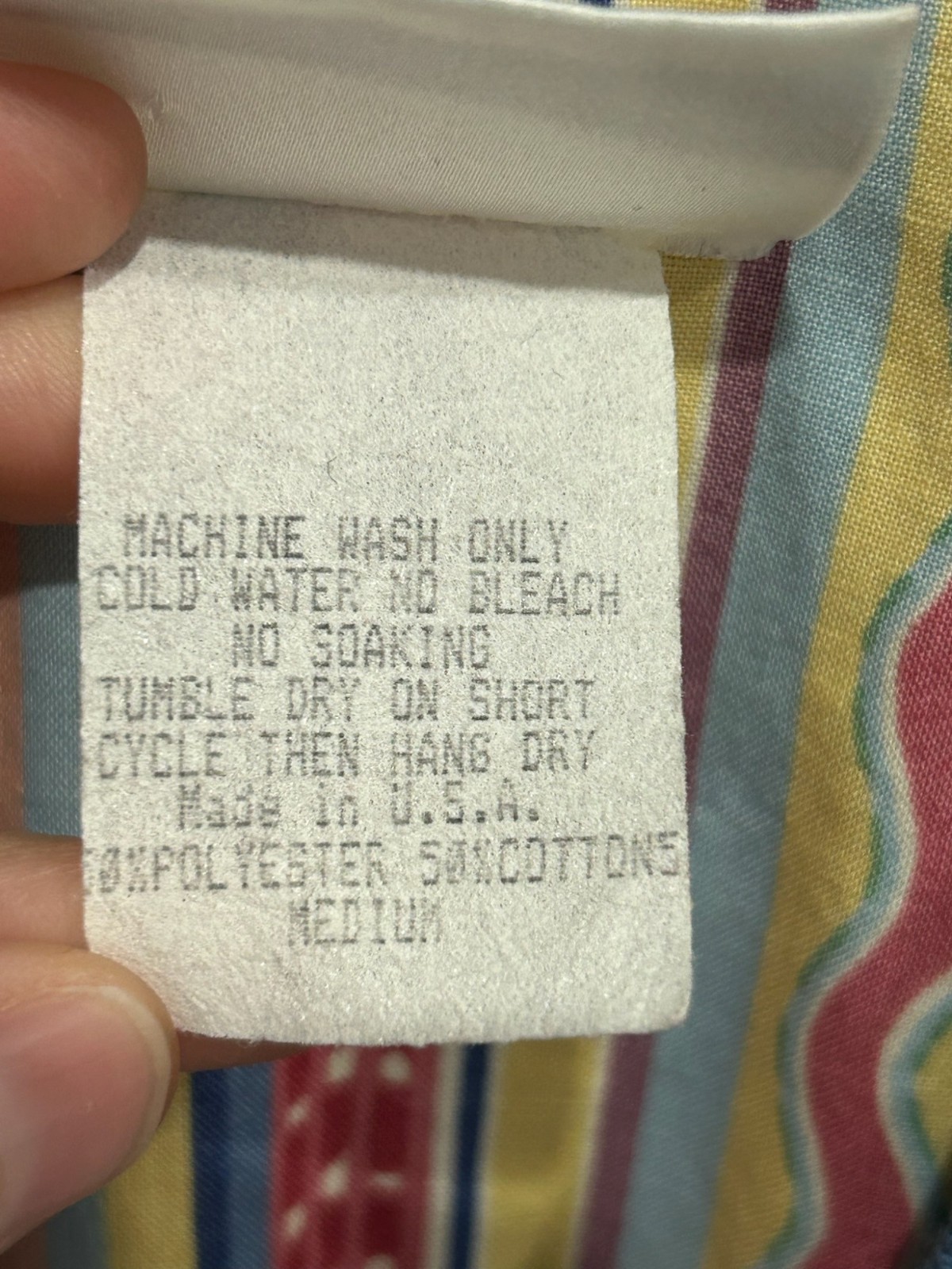 Vintage Marcia Medium Blue Patchwork Striped Card… - image 8