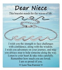 Niece Gifts for Women, Gifts Ideas for Niece from Auntie Uncle, Silver Wave Brac