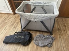 Nuna Sena Aire Playard Gray Beige Portable Crib Travel Cot  Bag MINT No Changer