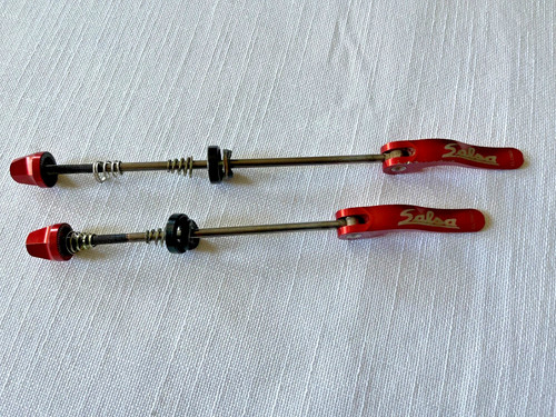 Salsa Quick Release Bicycle Skewer Set Pair Red Levers Silver Rods 100F 135R