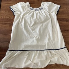 Antique nightgown white cotton Edwardian embroidered bust 52 original Vintage