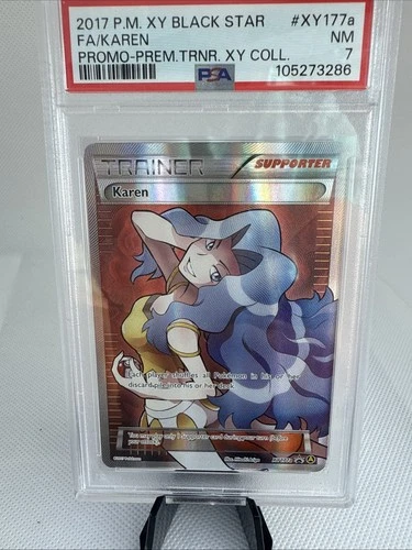 Pokemon 2017 Supporter Karen XY177a Alternate Art Holo Card PSA 7