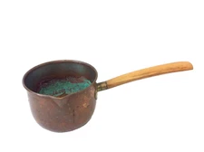 Unmarked Quality Old Copper Wood Handle Custom Unusual Pot