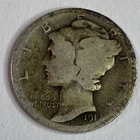1917 D Mercury Dime Good/VG : Lower Mintage - .90 Silver Nice Coin
