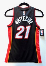 MIAMI HEAT  NBA BASKETBALL JERSEY WHITESIDE 21 NIKE SZ SMALL 36 BLACK NEW/TAG
