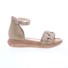 Miz Mooz Indra Womens Brown Leather Hook & Loop Platform Sandals Shoes