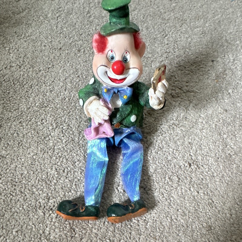 Hand Painted Ceramic Clown Figurine Multicolor Circus Theme Decorative